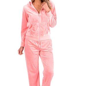 Pink Soft Velour Hoodie and Velour Pants Everyday